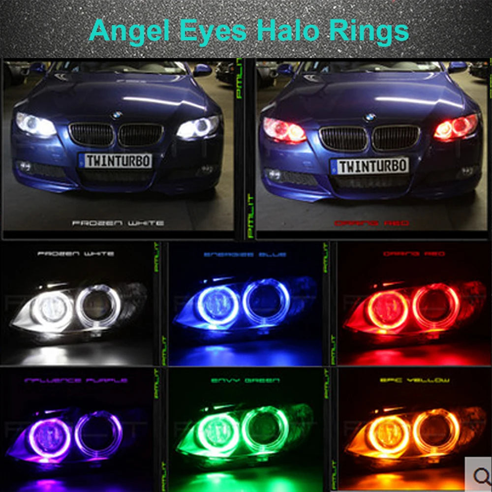 2-Piece Halo Ring COB LED Headlight Angel Eyes Fog Lamp - Available in 60MM, 70MM, 80MM, 90MM, 100MM, 110MM, and 120MM - 12V/24V Compatibility