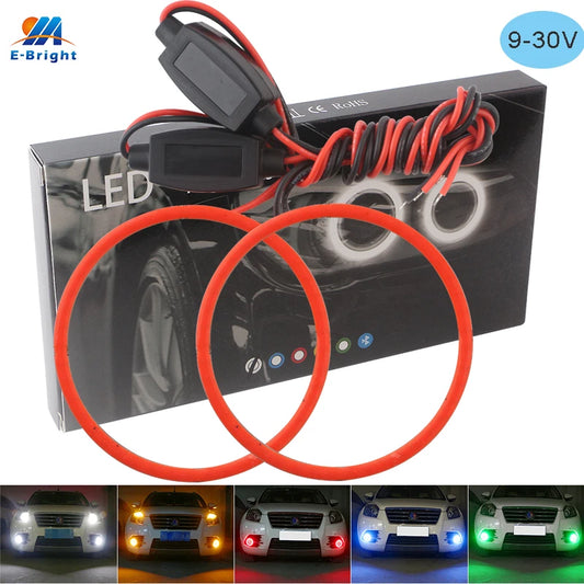 2-Piece Halo Ring COB LED Headlight Angel Eyes Fog Lamp - Available in 60MM, 70MM, 80MM, 90MM, 100MM, 110MM, and 120MM - 12V/24V Compatibility