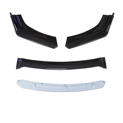 Universal Front Bumper Lip Body Kit Spoiler Diffuser Set - 4 Pieces Red and White Carbon Fiber Canard Splitter in ABS Plastic