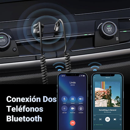 UGREEN Bluetooth 6.0 AUX Receiver and USB Adapter for Car - Gray