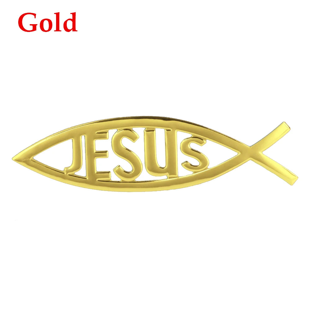 Jesus Fish Symbol Car Emblem Badge - 3D Christian Decal for Cars and Trucks