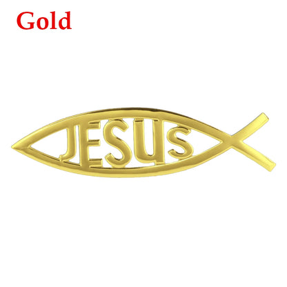 Jesus Fish Symbol Car Emblem Badge - 3D Christian Decal for Cars and Trucks