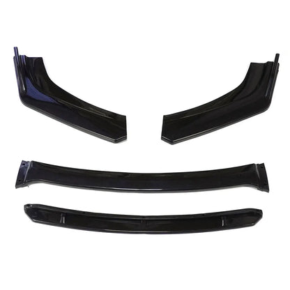 Universal Front Bumper Lip Body Kit Spoiler Diffuser Set - 4 Pieces Red and White Carbon Fiber Canard Splitter in ABS Plastic