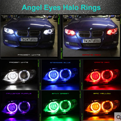 2-Piece Halo Ring COB LED Headlight Angel Eyes Fog Lamp - Available in 60MM, 70MM, 80MM, 90MM, 100MM, 110MM, and 120MM - 12V/24V Compatibility