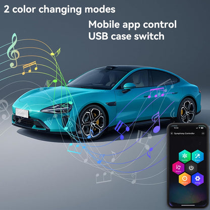 LED Interior Car Lights, USB 5V Powered, App-Controlled for Automotive Scenes with 20 Million Color Options
