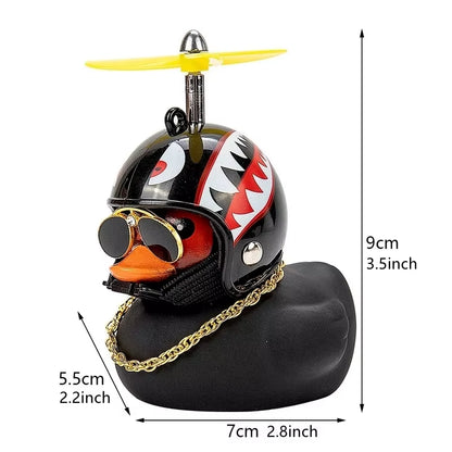Car Interior Ornament - Black Duck with Helmet for Cycling and Motor Riding Accessories