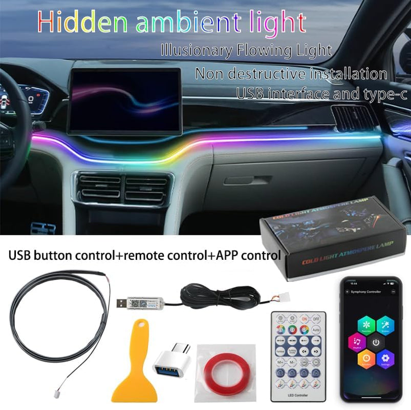LED Interior Car Lights, USB 5V Powered, App-Controlled for Automotive Scenes with 20 Million Color Options