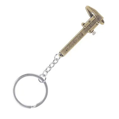 Metal Keychain with Car Wheel Design, Multi-Function Bottle Opener and Mini Vernier Caliper Pendant, Automotive Styling Accessory