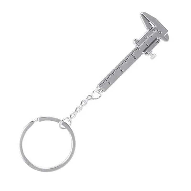 Metal Keychain with Car Wheel Design, Multi-Function Bottle Opener and Mini Vernier Caliper Pendant, Automotive Styling Accessory