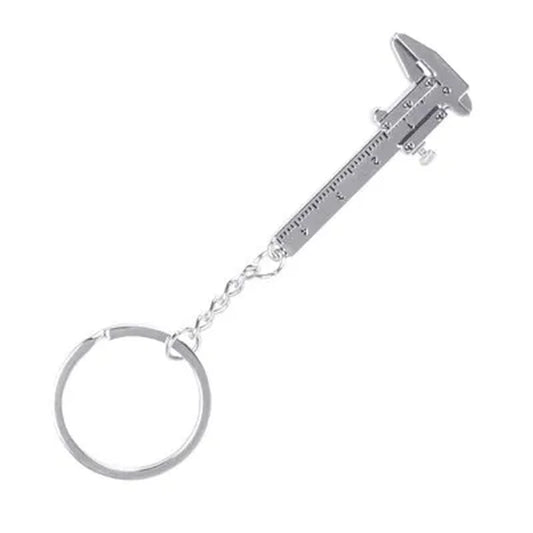 Metal Keychain with Car Wheel Design, Multi-Function Bottle Opener and Mini Vernier Caliper Pendant, Automotive Styling Accessory