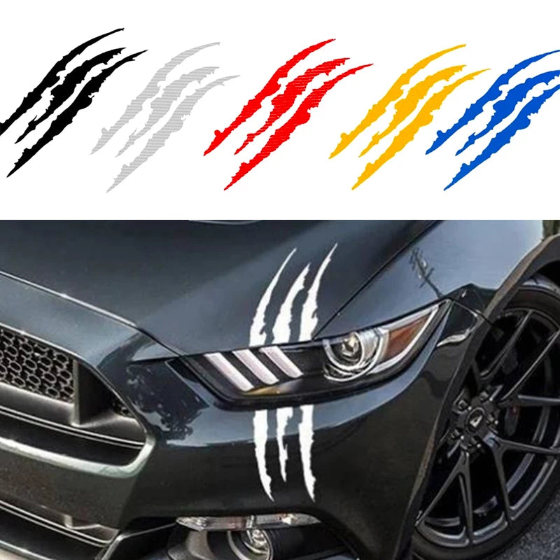 Reflective Monster Claw Scratch Stripe Car Decal - Waterproof Vinyl Headlight Accessory for Auto Exterior