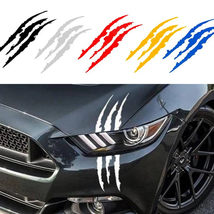 Reflective Monster Claw Scratch Stripe Car Decal - Waterproof Vinyl Headlight Accessory for Auto Exterior