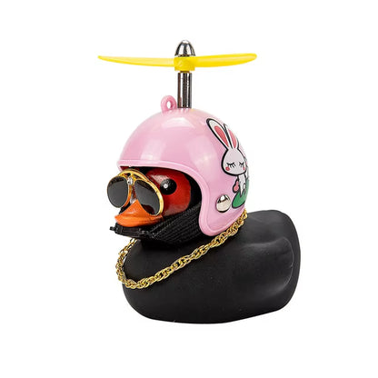 Car Interior Ornament - Black Duck with Helmet for Cycling and Motor Riding Accessories