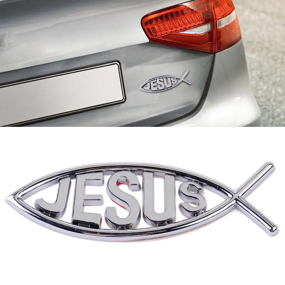 Jesus Fish Symbol Car Emblem Badge - 3D Christian Decal for Cars and Trucks