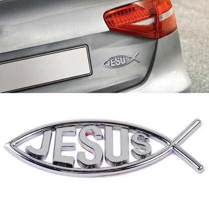 Jesus Fish Symbol Car Emblem Badge - 3D Christian Decal for Cars and Trucks
