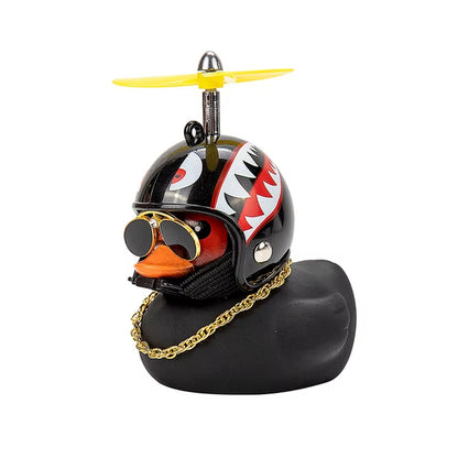 Car Interior Ornament - Black Duck with Helmet for Cycling and Motor Riding Accessories