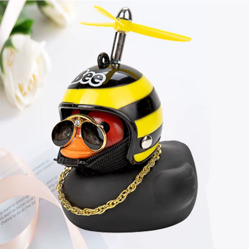 Car Interior Ornament - Black Duck with Helmet for Cycling and Motor Riding Accessories