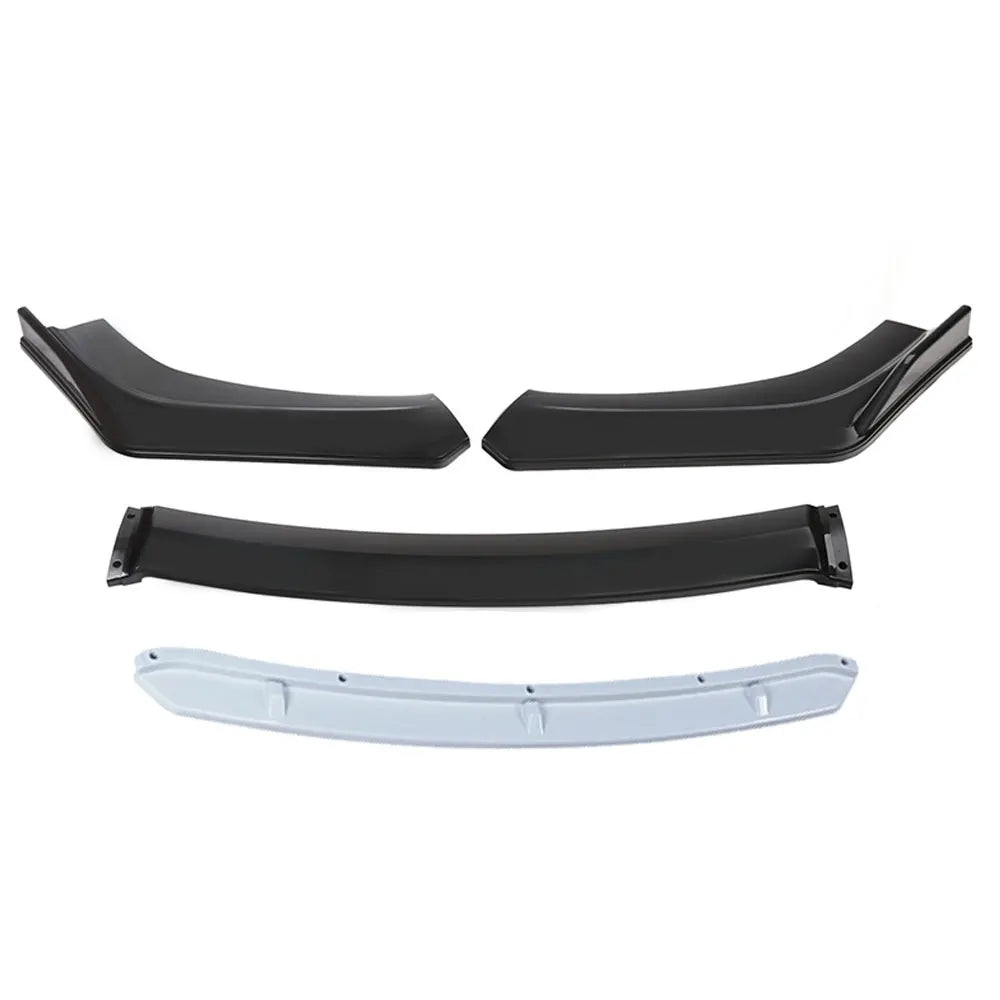 Universal Front Bumper Lip Body Kit Spoiler Diffuser Set - 4 Pieces Red and White Carbon Fiber Canard Splitter in ABS Plastic