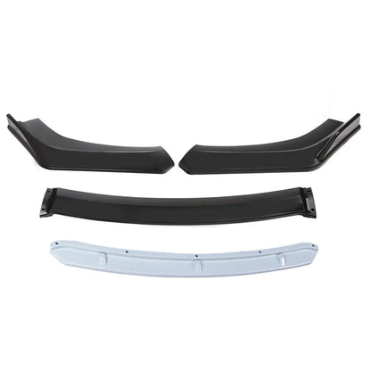 Universal Front Bumper Lip Body Kit Spoiler Diffuser Set - 4 Pieces Red and White Carbon Fiber Canard Splitter in ABS Plastic