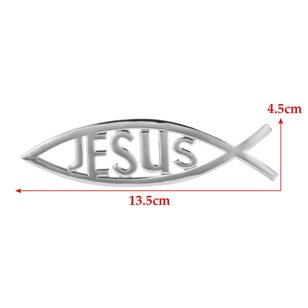 Jesus Fish Symbol Car Emblem Badge - 3D Christian Decal for Cars and Trucks