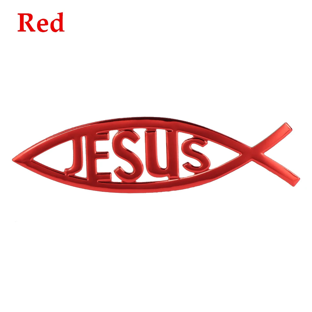 Jesus Fish Symbol Car Emblem Badge - 3D Christian Decal for Cars and Trucks