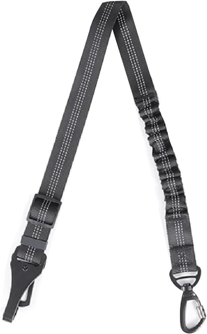 Cinturón de Seguridad para Perros 3 en 1 con Correa Elástica y Mosquetón Resistente - Negro