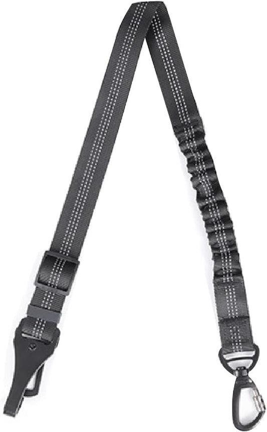 Cinturón de Seguridad para Perros 3 en 1 con Correa Elástica y Mosquetón Resistente - Negro