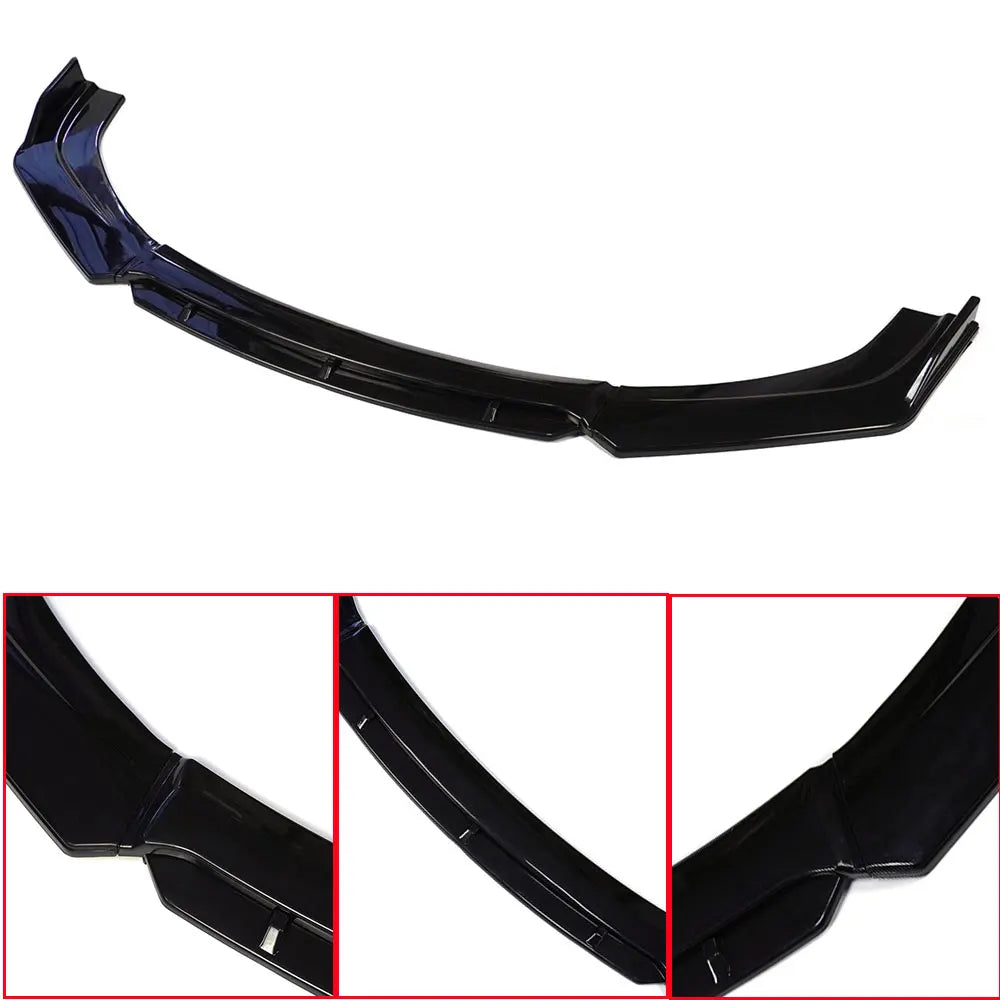 Universal Front Bumper Lip Body Kit Spoiler Diffuser Set - 4 Pieces Red and White Carbon Fiber Canard Splitter in ABS Plastic
