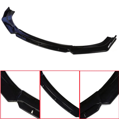 Universal Front Bumper Lip Body Kit Spoiler Diffuser Set - 4 Pieces Red and White Carbon Fiber Canard Splitter in ABS Plastic
