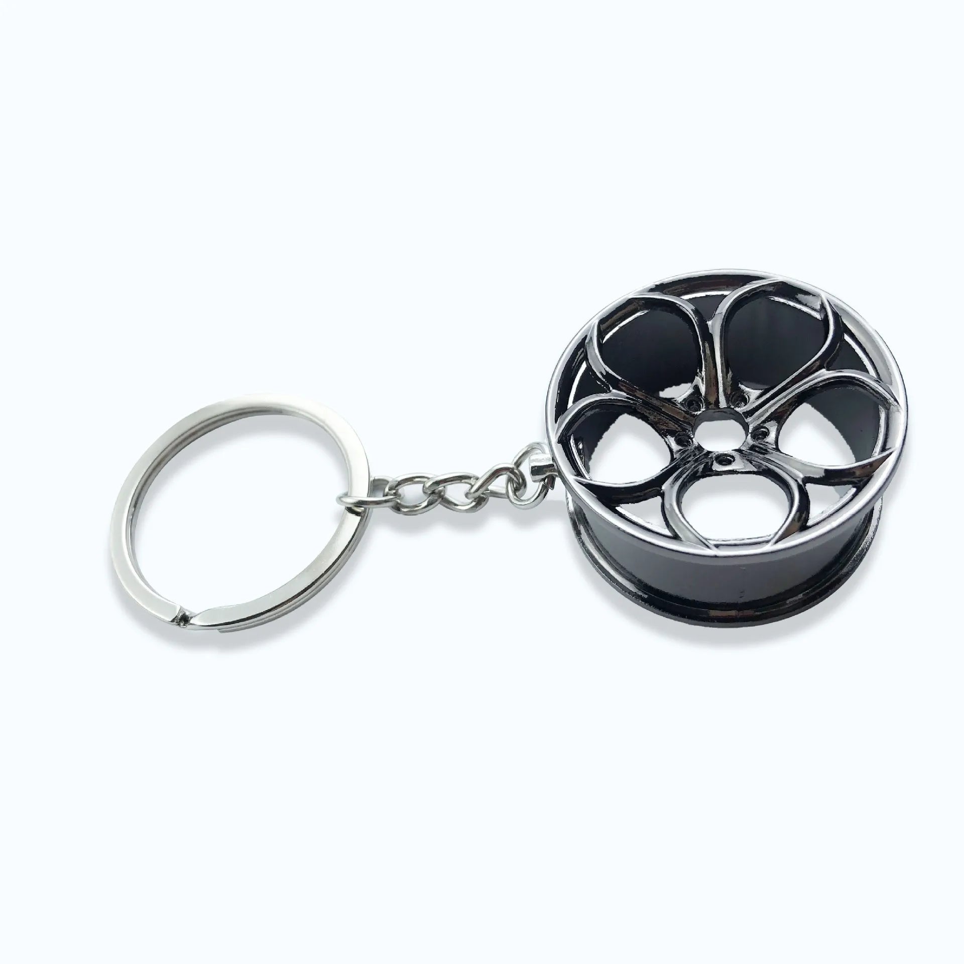Metal Keychain with Car Wheel Design, Multi-Function Bottle Opener and Mini Vernier Caliper Pendant, Automotive Styling Accessory