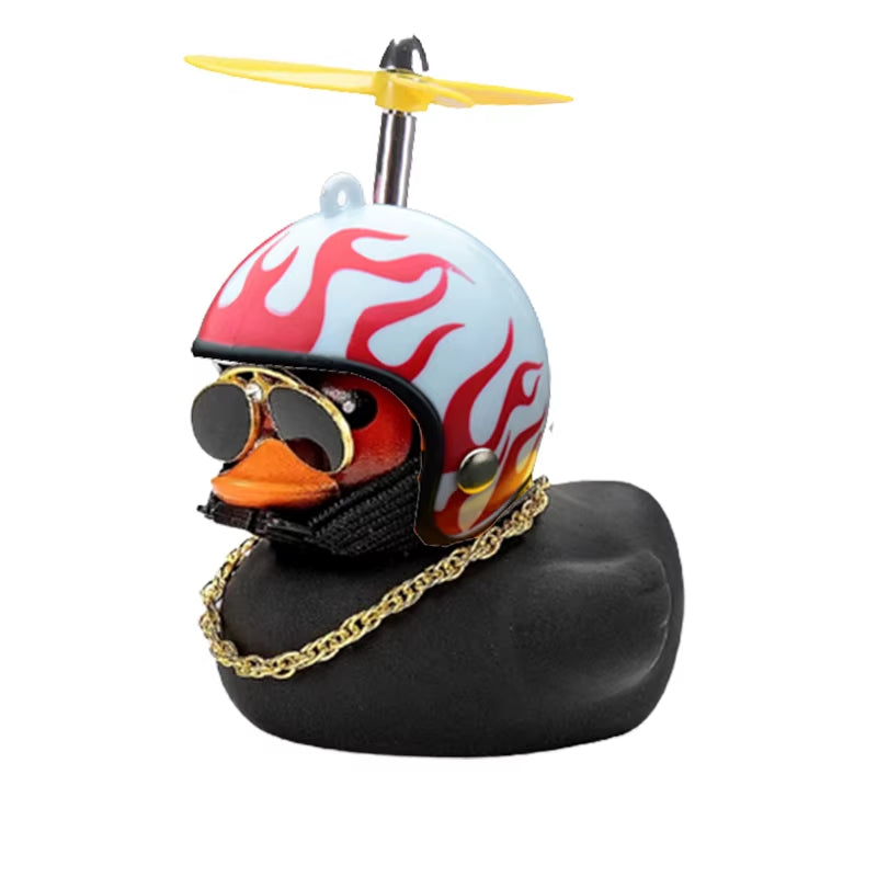 Car Interior Ornament - Black Duck with Helmet for Cycling and Motor Riding Accessories