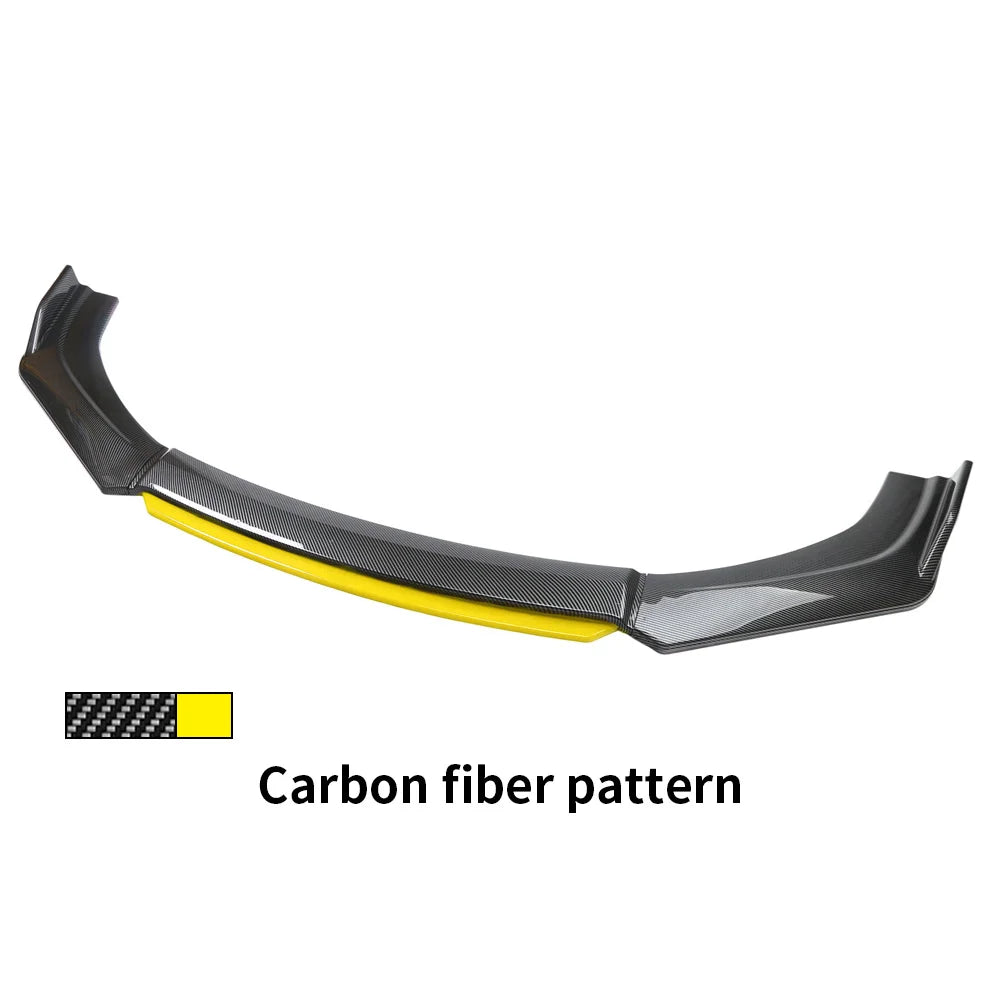Universal Front Bumper Lip Body Kit Spoiler Diffuser Set - 4 Pieces Red and White Carbon Fiber Canard Splitter in ABS Plastic