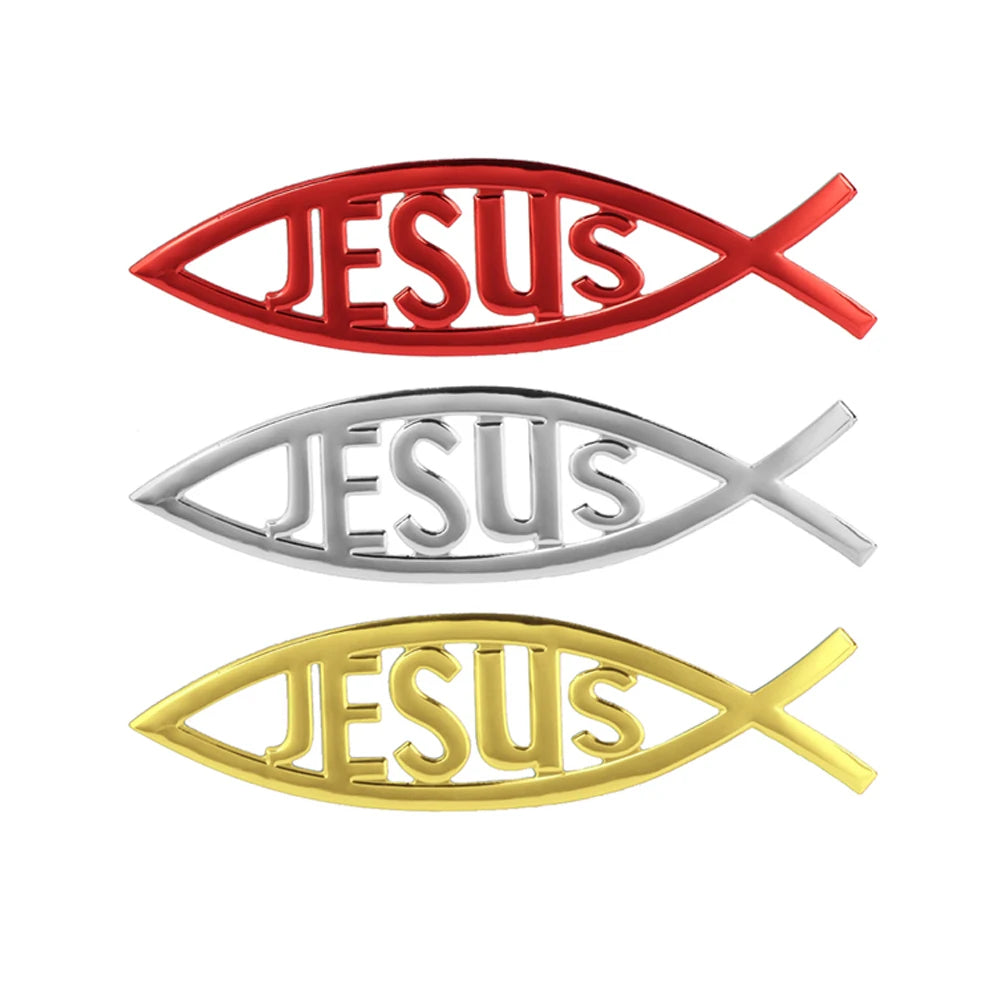 Jesus Fish Symbol Car Emblem Badge - 3D Christian Decal for Cars and Trucks