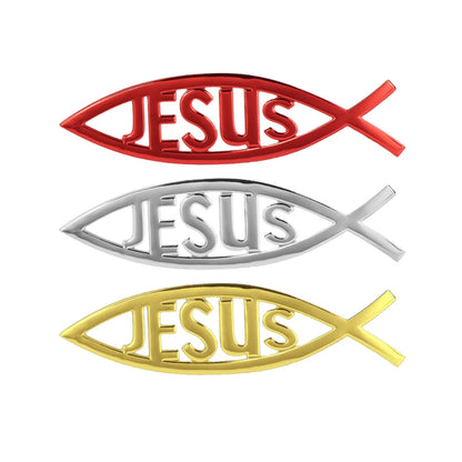 Jesus Fish Symbol Car Emblem Badge - 3D Christian Decal for Cars and Trucks