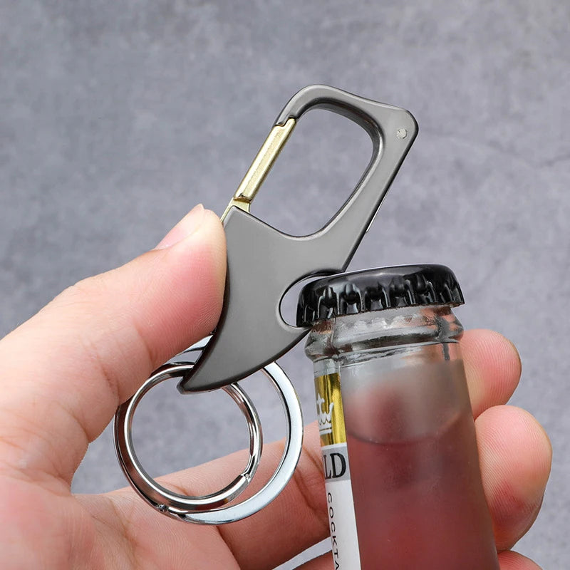 Metal Keychain with Car Wheel Design, Multi-Function Bottle Opener and Mini Vernier Caliper Pendant, Automotive Styling Accessory