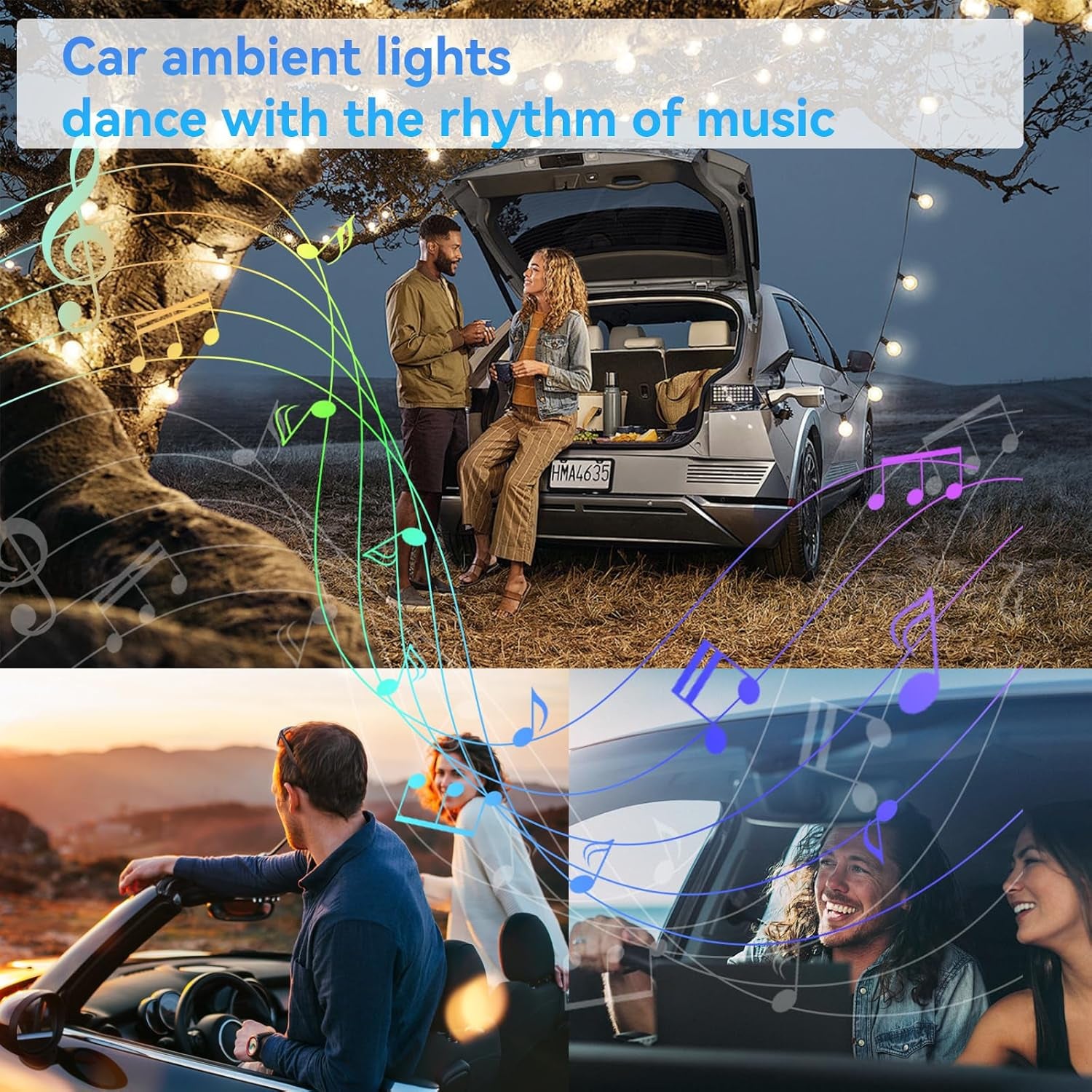 LED Interior Car Lights, USB 5V Powered, App-Controlled for Automotive Scenes with 20 Million Color Options