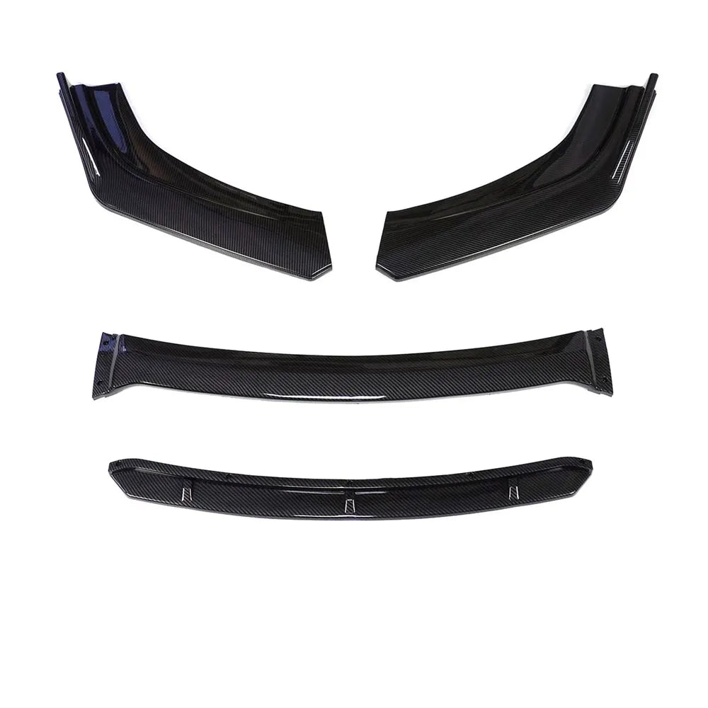 Universal Front Bumper Lip Body Kit Spoiler Diffuser Set - 4 Pieces Red and White Carbon Fiber Canard Splitter in ABS Plastic