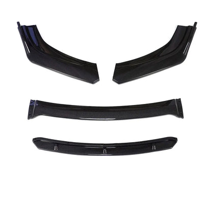 Universal Front Bumper Lip Body Kit Spoiler Diffuser Set - 4 Pieces Red and White Carbon Fiber Canard Splitter in ABS Plastic