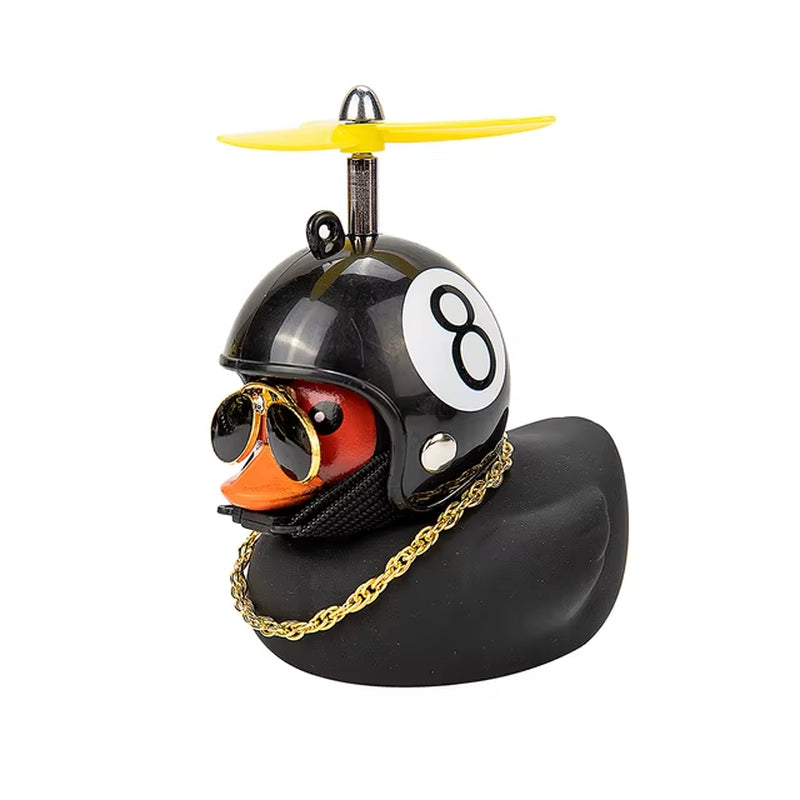 Car Interior Ornament - Black Duck with Helmet for Cycling and Motor Riding Accessories