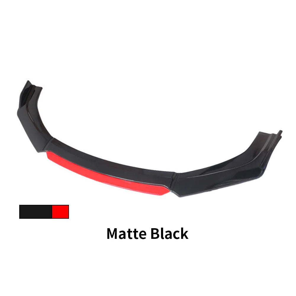 Universal Front Bumper Lip Body Kit Spoiler Diffuser Set - 4 Pieces Red and White Carbon Fiber Canard Splitter in ABS Plastic