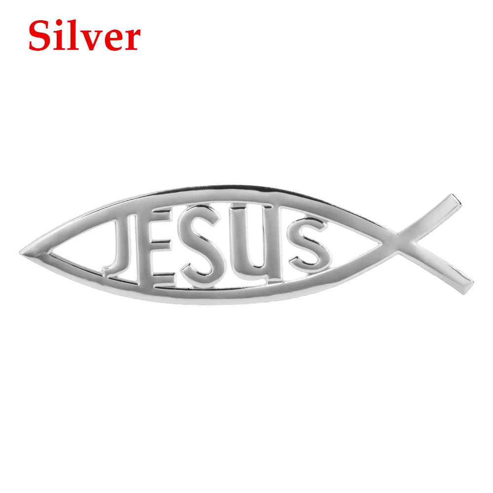 Jesus Fish Symbol Car Emblem Badge - 3D Christian Decal for Cars and Trucks