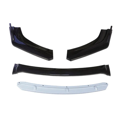 Universal Front Bumper Lip Body Kit Spoiler Diffuser Set - 4 Pieces Red and White Carbon Fiber Canard Splitter in ABS Plastic